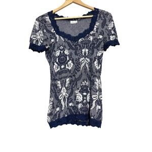 Vintage Arianne Shirt Women Medium* White Blue Lace y2k 90s